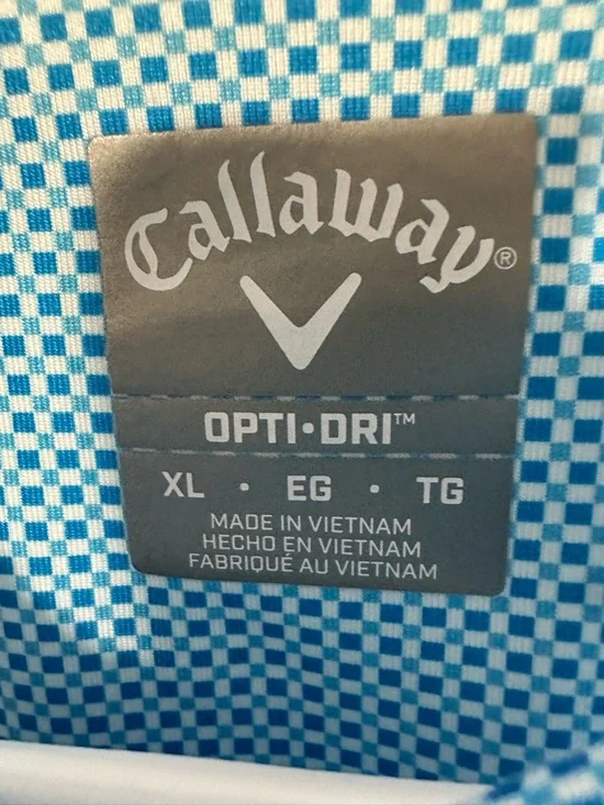 Callaway Light Blue check Opti Dri Polo Shirt Size XL - Picture 3 of 8